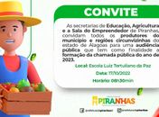 Piranhas vai reunir produtores rurais e discutir aquisição de alimentos para merenda escolar 2023