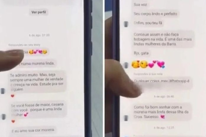 Mensagens enviadas à adolescente