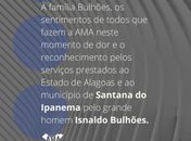 AMA lamenta falecimento do prefeito de Santana de Ipanema Isnaldo Bulhões