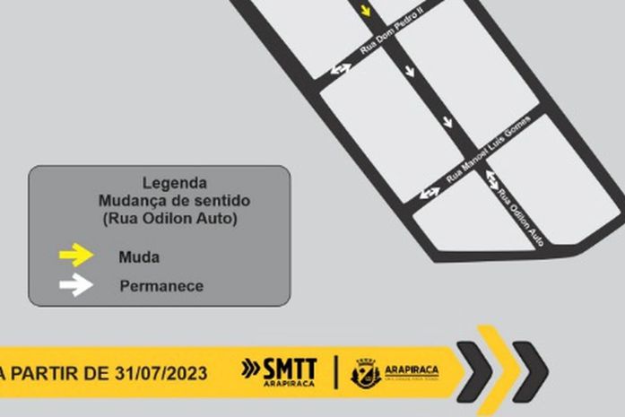 SMTT altera sentido da Rua Odilon Auto em Arapiraca nesta segunda (31)