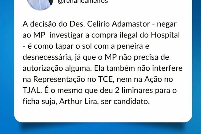 Calheiros ataca desembargador, acusa inimigo e esquece aliado “ficha suja”