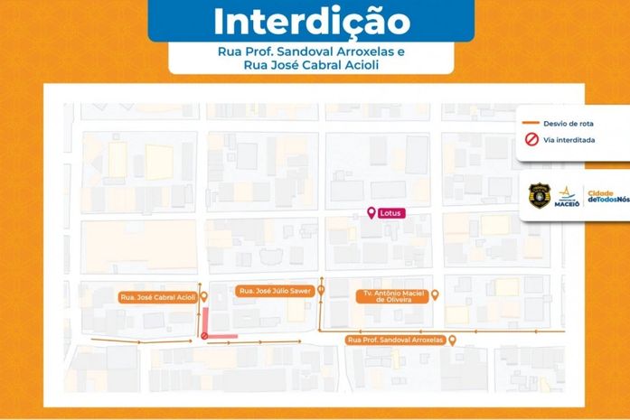 Mapa ilustrativo da interdição.