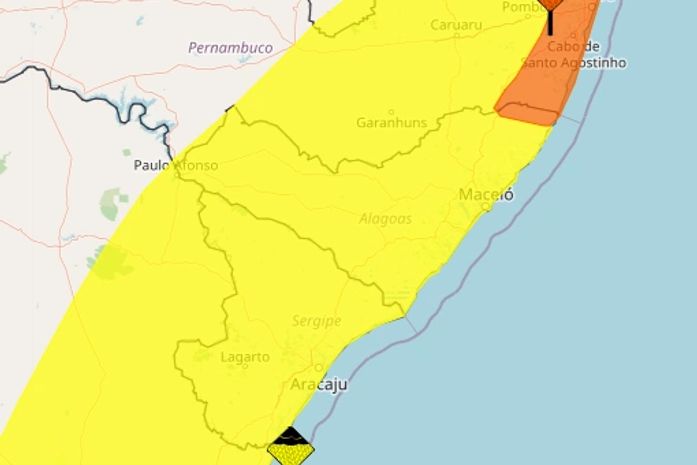 Inmet emite alerta de chuva para todos os municípios de Alagoas