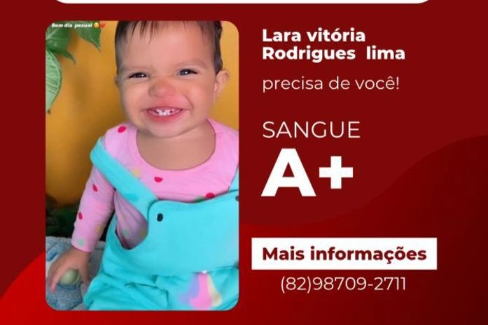 Bebê de um ano necessita de doação de sangue para cirurgia cardíaca, em Maceió