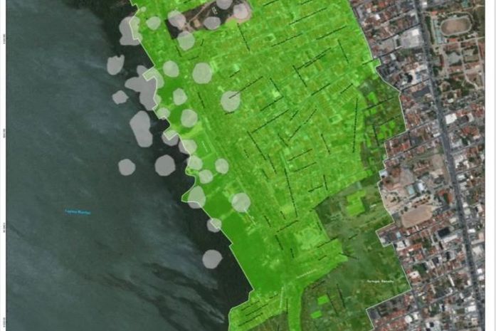 Mapa elaborado pela Defesa Civil de Maceió aponta áreas afetadas pelo afundamento do solo e áreas para monitoramento.