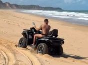 Biota denuncia uso de quadriciclos em área de desova de tartarugas; Carlinhos Maia e marido são flagrados com veículos no local