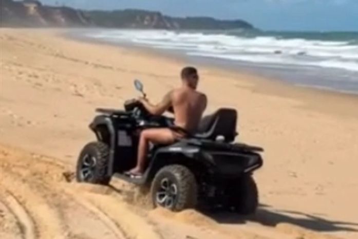 Biota denuncia uso de quadriciclos em área de desova de tartarugas; Carlinhos Maia e marido são flagrados com veículos no local