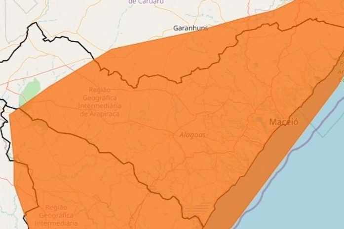 Inmet divulga novo alerta laranja de chuva para 98 municípios de Alagoas