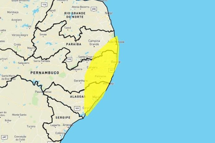 Inmet alerta para acumulado de chuva em 48 municípios de AL até esta quarta (3)