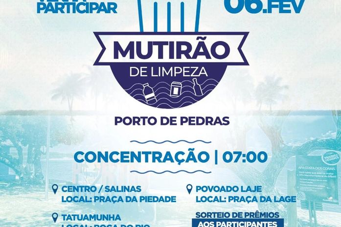 Mutirão de limpeza das praias em Porto de Pedras será neste sábado