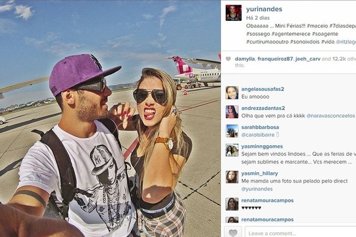 Yuri Fernandes e Ângela Souza chegando em Maceió