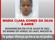 Maria Clara não irá a Bienal Internacional do Livro de Alagoas. Ela está desaparecida faz 761 dias