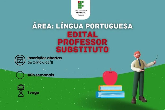 Ifal seleciona professor substituto de Língua Portuguesa para o Campus Maceió