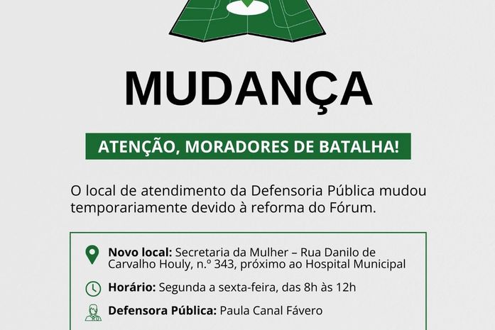 DPE altera temporariamente local e horário de atendimento em Batalha