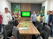 Marcos Calheiros (camisa vermelha) com Marcelo Palmeira  e demais integrantes do PSC na convenção