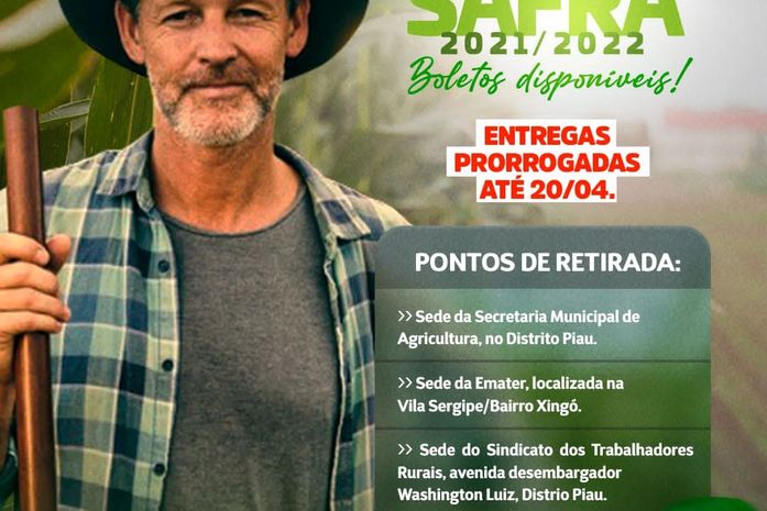 Prefeitura alerta sobre prazo para pagamento do Garantia-Safra 2021/2022
