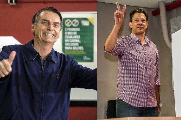 Candidatos de PSL e PT foram os mais votados neste domingo (7)