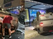 Motorista sai ileso após carro capotar na Av. Durval de Góes Monteiro, em Maceió