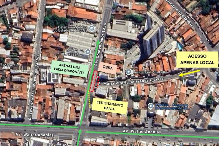 Obra em rede de esgoto interdita trecho da Comendador Leão até domingo (06); confira rotas alternativas