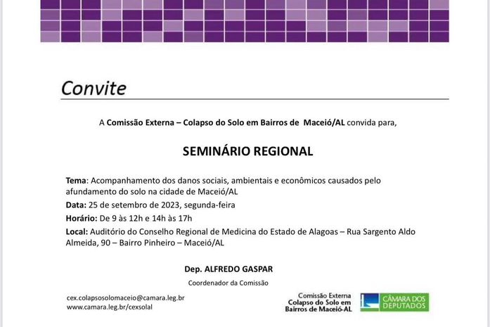 Comissão Externa realiza Seminário Regional para ouvir vítimas da tragédia do afundamento do solo de bairros em Maceió