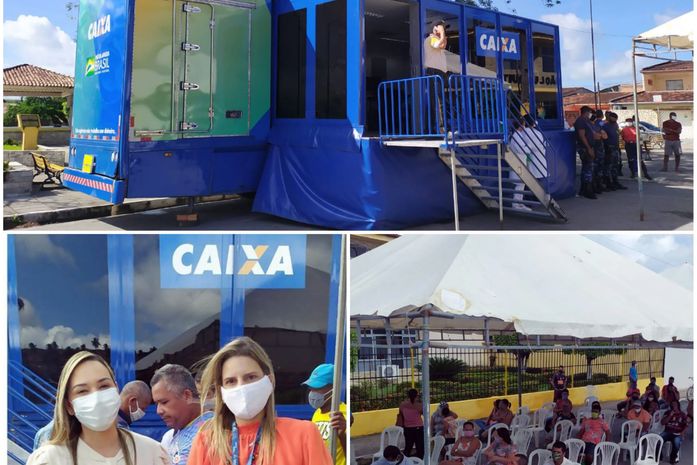 Caminhão chegou nesta segunda-feira, prefeita Fernanda é recepcionada por uma agente da Caixa e povo comemora a medida