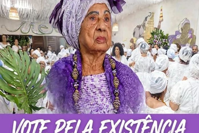 A alagoana, Iyábinan Miriam, 92 anos afirma:'Sem ancestralidade, não tem futuro. Dia 25 vote 13!'