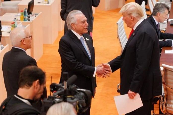 Michel Temer e Donald Trump, durante a cúpula do G20