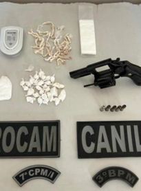 PM apreende três armas de fogo e flagra crime de tráfico durante ações no interior