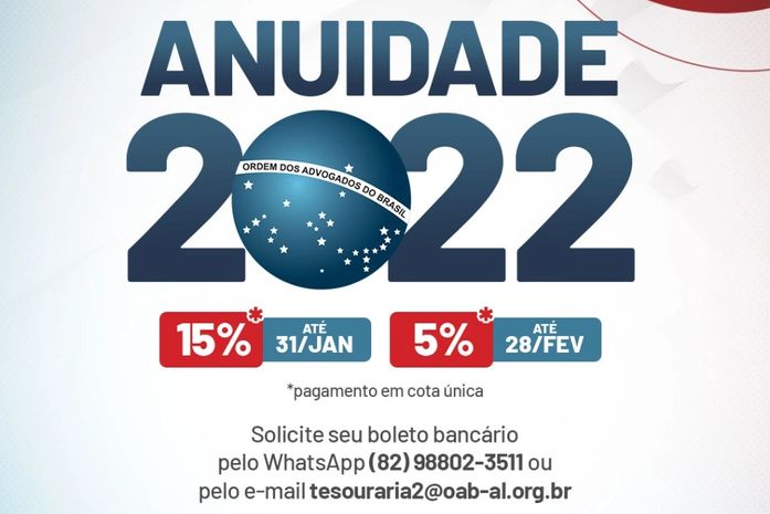 OAB-AL anuncia descontos e traz inovação no pagamento das anuidades 2022
