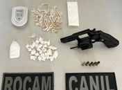 Homem é preso com mais de 70 pedras de crack, 20 porções de cocaína e um revólver