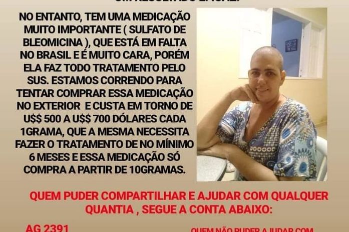 Priscila Boaretto precisa de doação