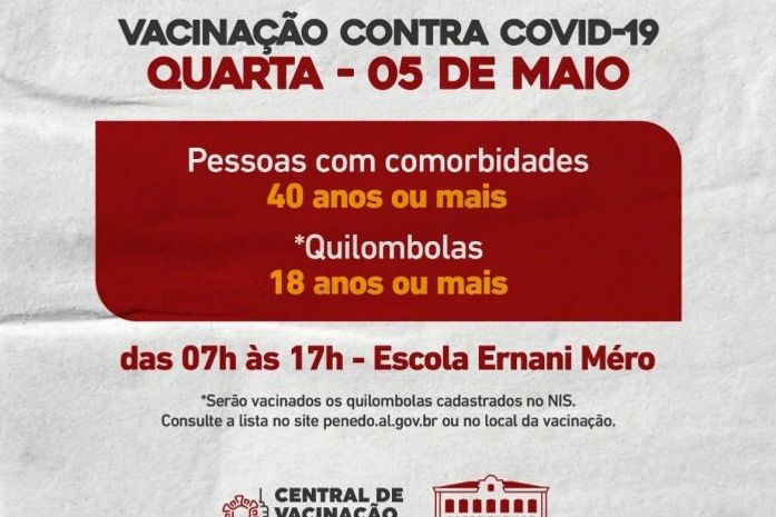 Prefeitura de Penedo vacina novas faixas etárias contra Covid-19