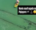 Maré baixa revela parte de embarcação naufragada há mais de 60 anos em Pajuçara