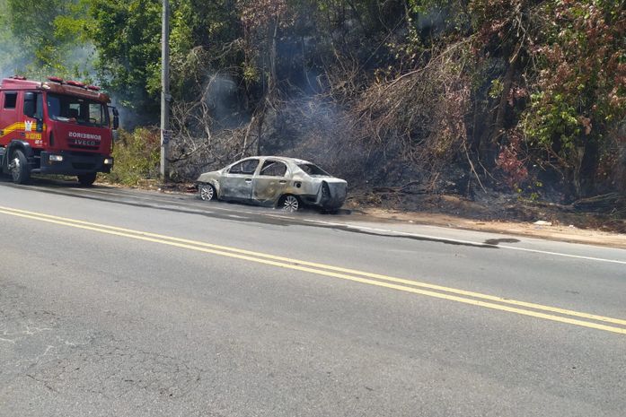 Veículo pega fogo em trecho da AL-101 Norte