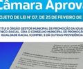 
Com aprovação unânime na Câmara,  prefeita Pauline Pereira, cria  Órgão Gestor Étnico-Racial  e Conselho Municipal de Promoção da Igualdade Racial. Bingo!
