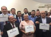 Grupo dos nove vereadores que apoiam o nome de Maxwell da Saúde para presidência da Casa