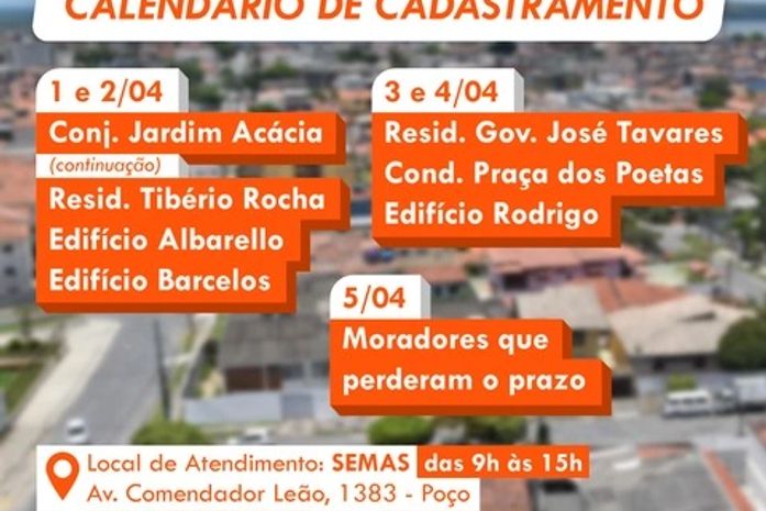 Calendário de cadastramento