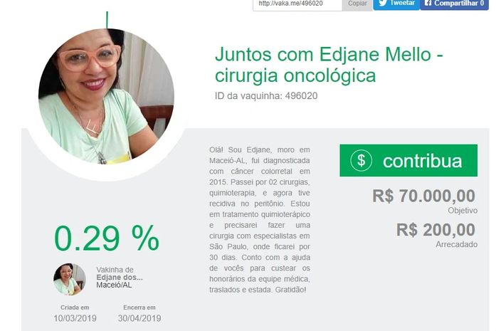 Jornalista realiza vaquinha virtual para arrecadar dinheiro para tratamento contra câncer