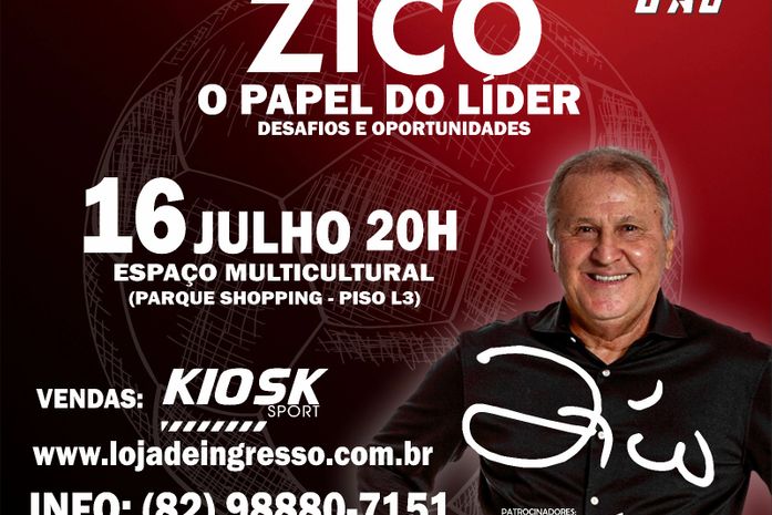 Zico faz palestra em Maceió e lança biografia do ídolo Dida
