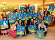 Sereia da Pajuçara inspira oficina de pintura em tela 