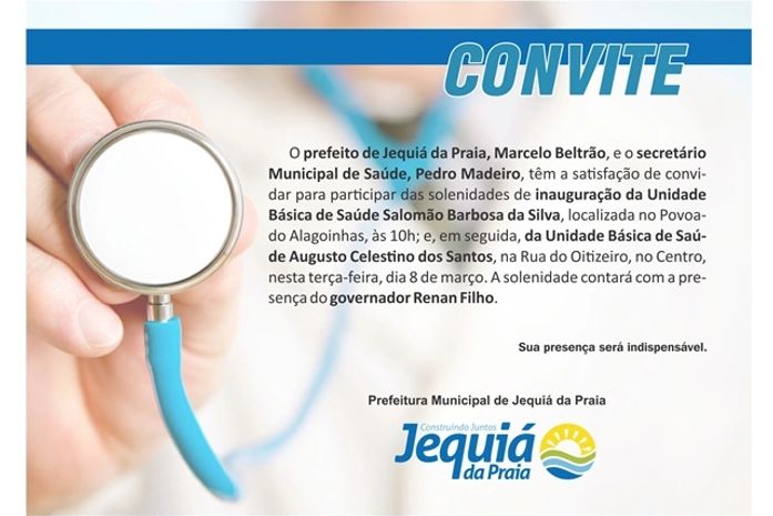 Jequiá da Praia recebe duas novas Unidades Básicas de Saúde nesta terça-feira (08)