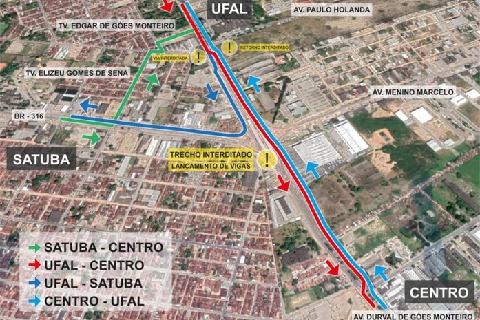 Trânsito nas imediações da obra do viaduto da PRF será alterado neste final de semana