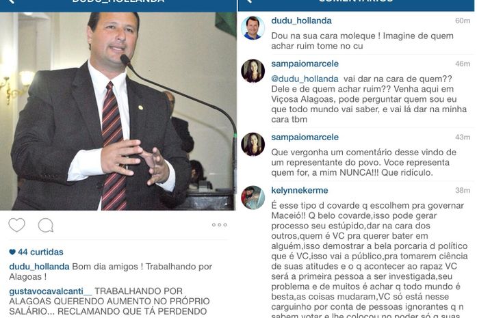 Deputado trocou ofensas com internauta