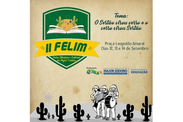 Começa nesta quarta (12) a II Feira Literária e Cultural de Major Izidoro – FELIM