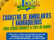 Prefeitura terá Arena da Copa do Mundo e ambulantes e barraqueiros podem se cadastrar para comercializar seus produtos