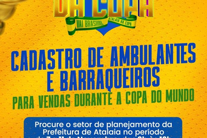 Prefeitura terá Arena da Copa do Mundo e ambulantes e barraqueiros podem se cadastrar para comercializar seus produtos