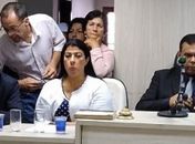 Cristina Gonçalves durante ato de posse na Câmara de Vereadores de Rio Largo.