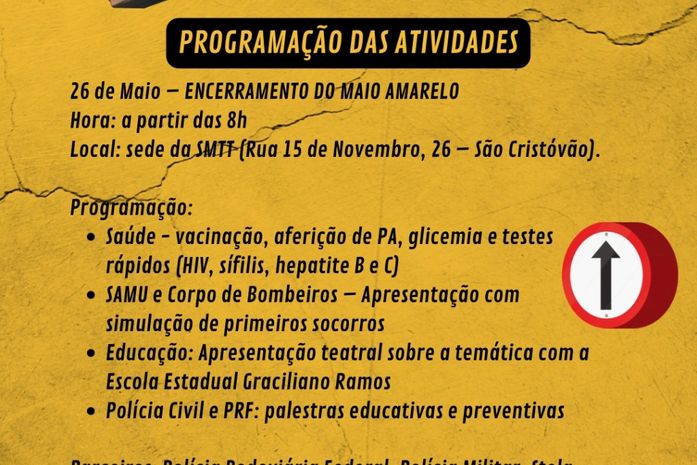 Maio Amarelo: secretarias trabalham educação no trânsito e prevenção de acidentes, em Palmeira