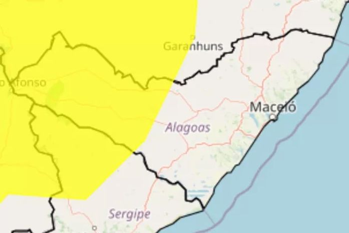 Inmet renova alerta de vendaval para mais de 30 municípios alagoanos