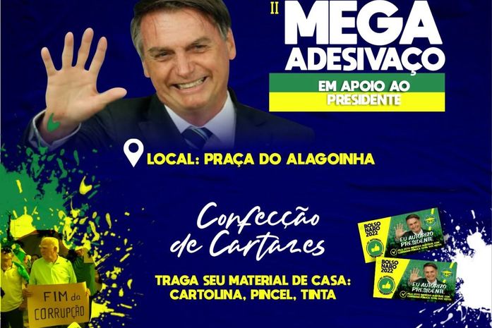 Bolsonaristas fazem mega adesivaço nesse Sábado, às 9h em Maceió, no Alagoinhas